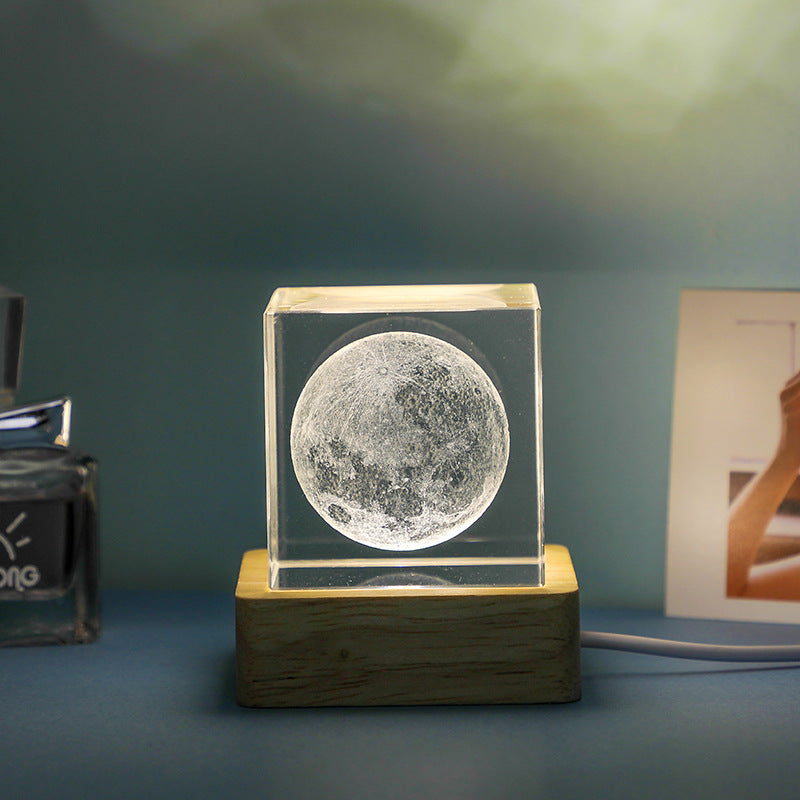3D Transparent Crystal Cube Desktop Decoration