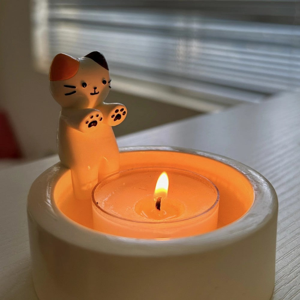 Cat Candlestick Holder Cute Kitten