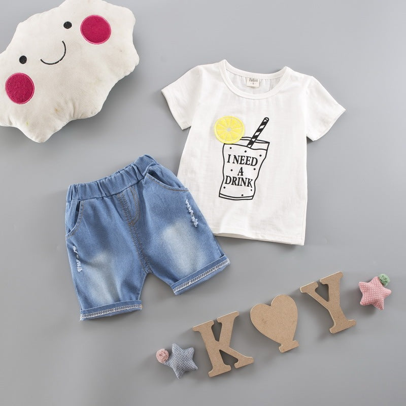 Casual T-shirt cowboy suit a summer tide