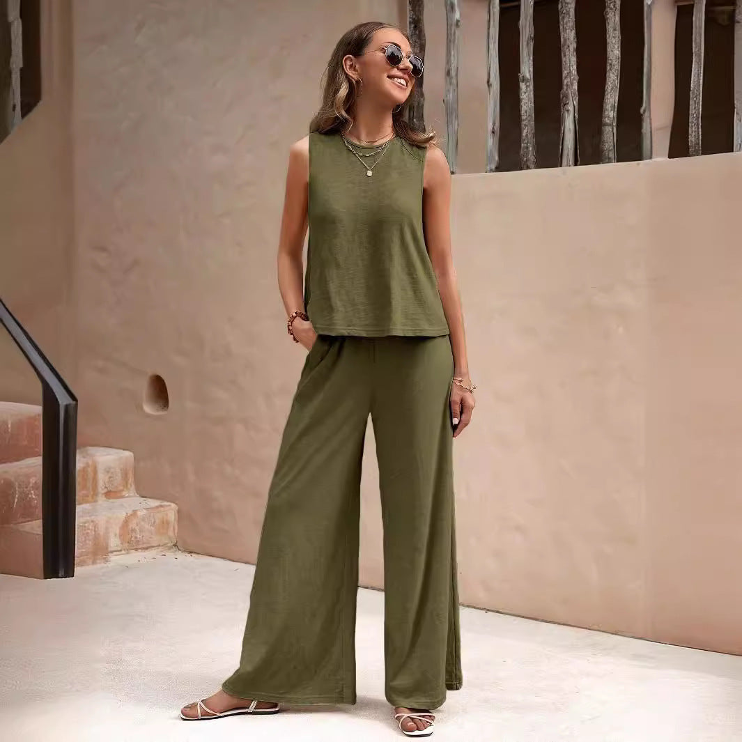 Solid Color Casual Loose Pants Sets For Women