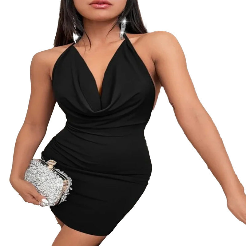 Summer Deep V-neck Dress Temperament Sling
