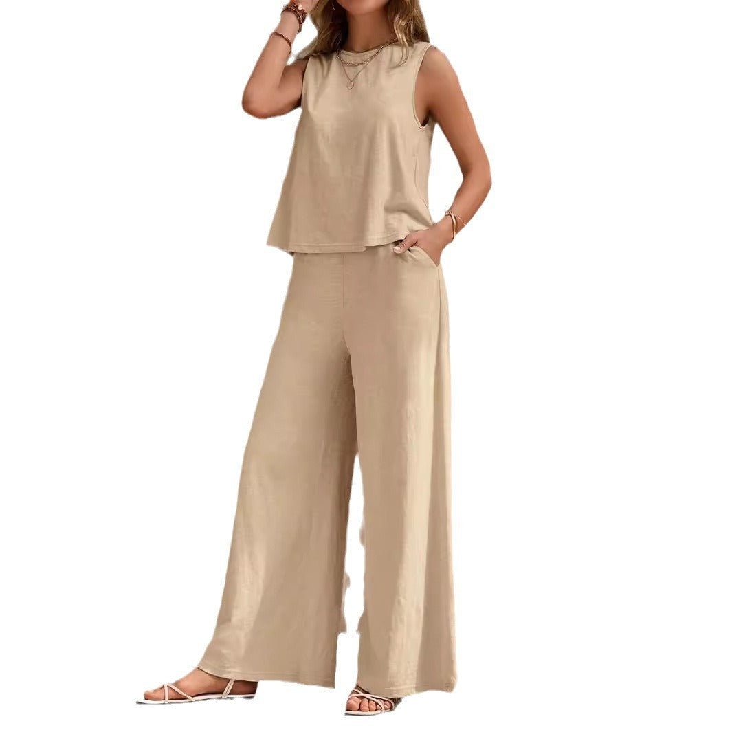 Solid Color Casual Loose Pants Sets For Women