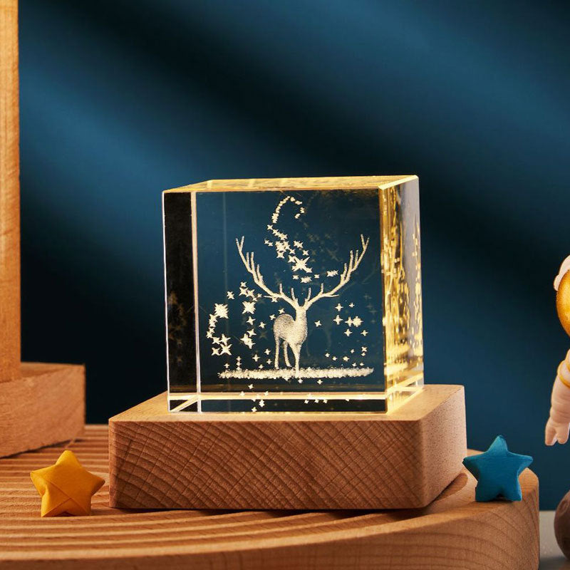 3D Transparent Crystal Cube Desktop Decoration