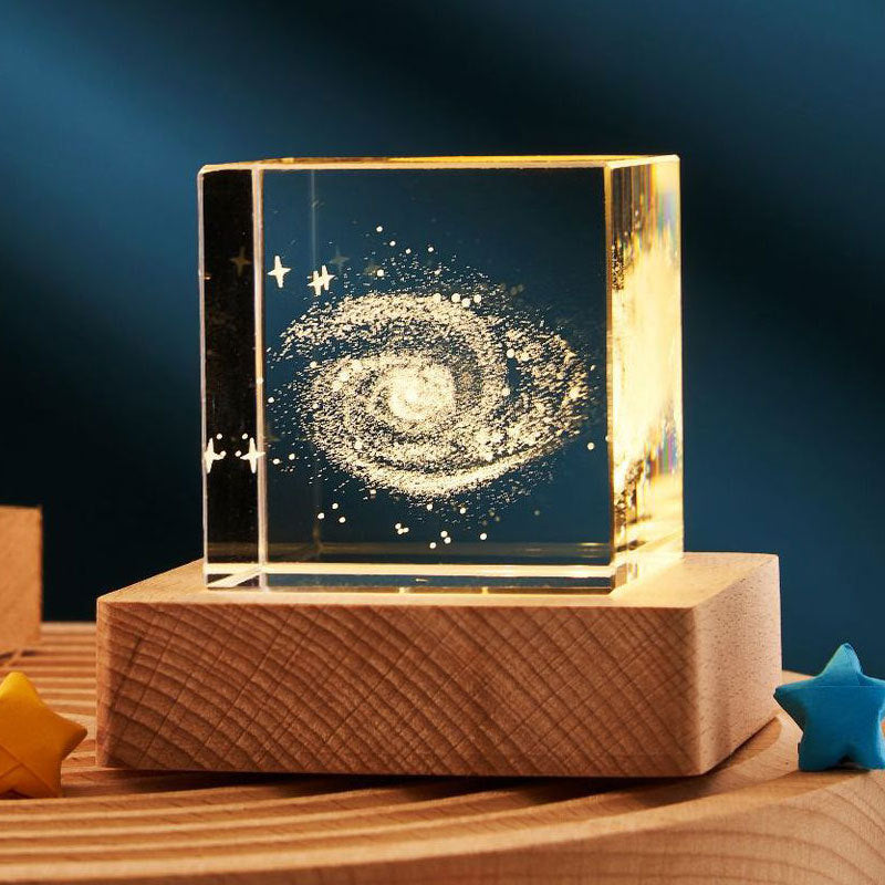 3D Transparent Crystal Cube Desktop Decoration