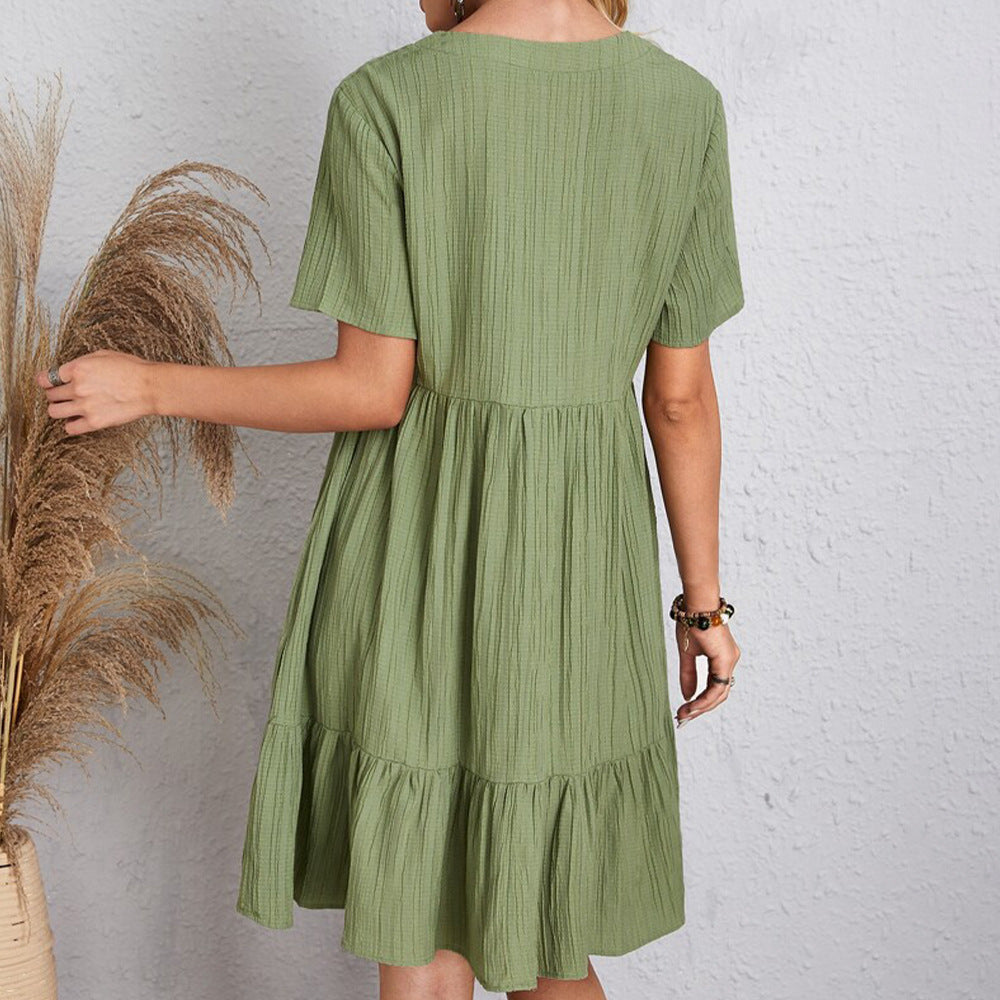 V-neck Short Sleeve Dress