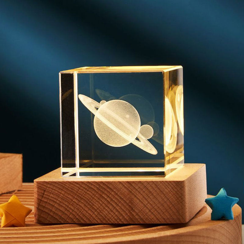 3D Transparent Crystal Cube Desktop Decoration