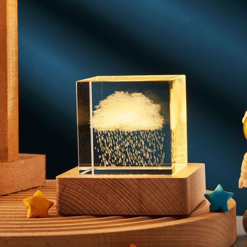 3D Transparent Crystal Cube Desktop Decoration