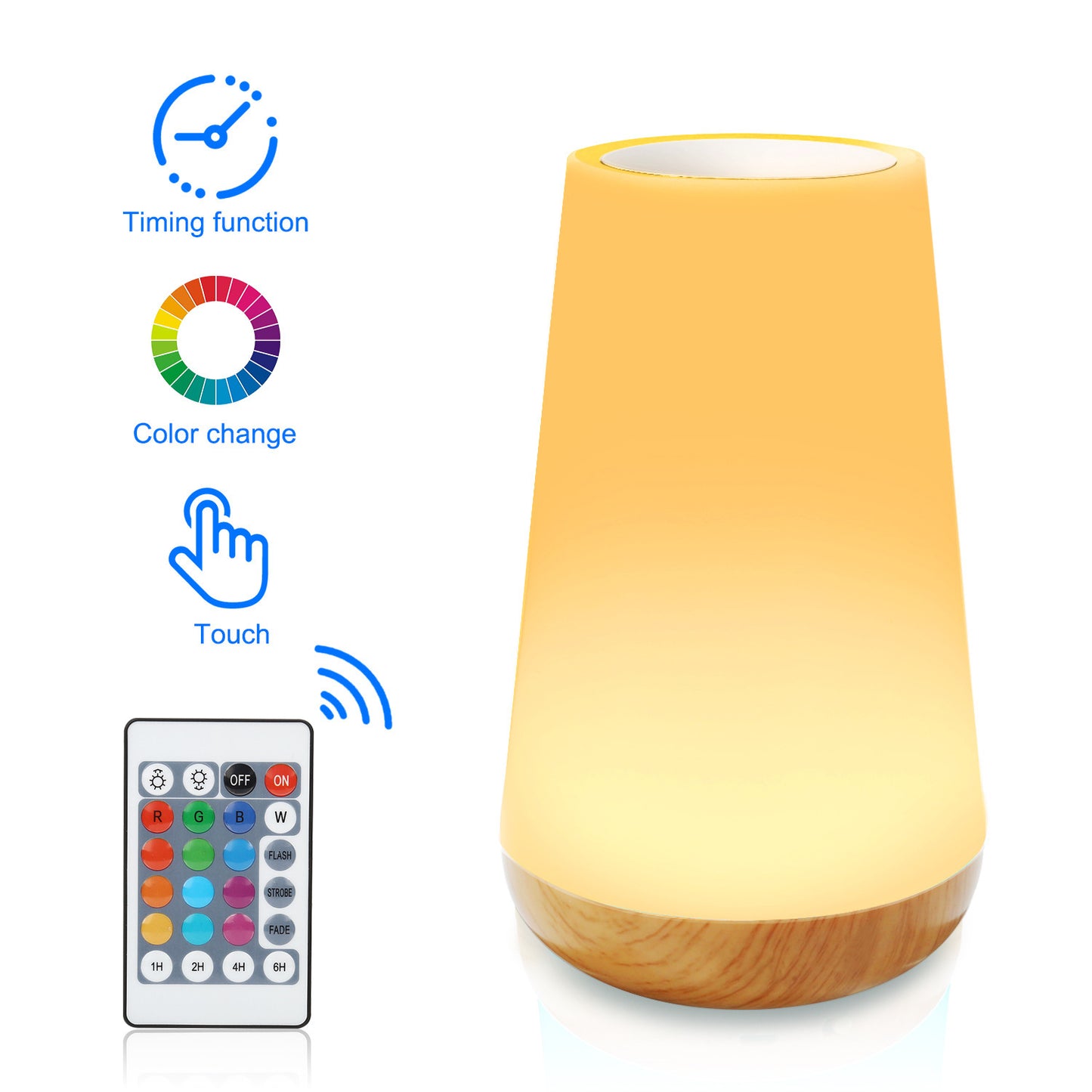 Graffiti APP Wood Grain Touch Small Night Lamp Seven-color Ambience Light