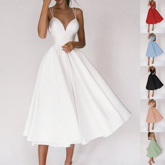 Sexy V-neck Suspender Dress Summer Fashion