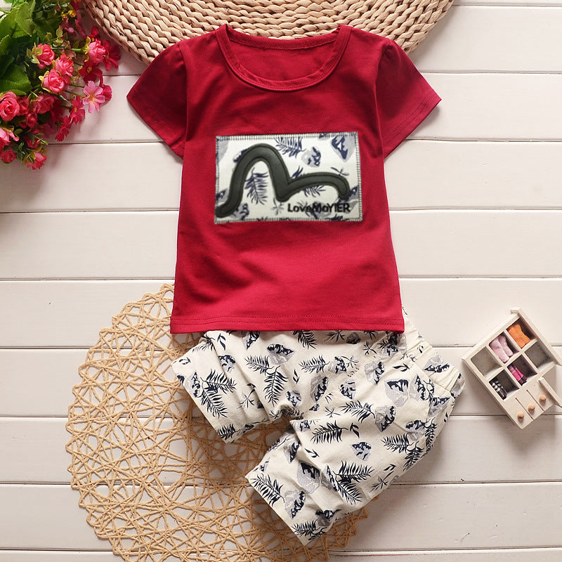 Kids Boys summer new small children children s casual T-shirt cowboy suit a summer tide