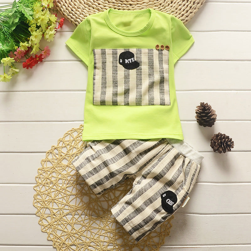 Kids Boys summer new small children children s casual T-shirt cowboy suit a summer tide