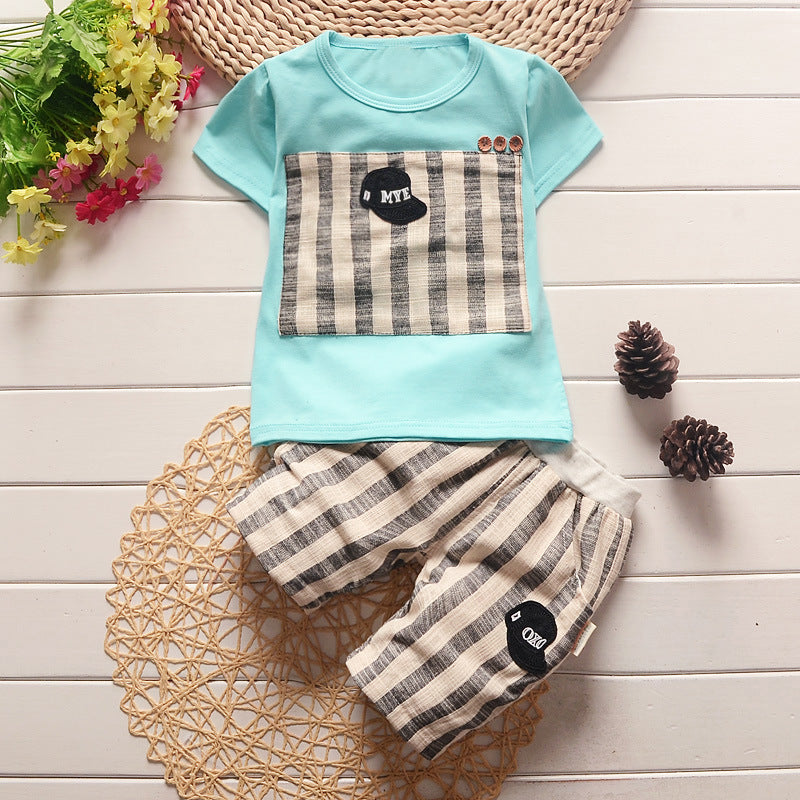 Kids Boys summer new small children children s casual T-shirt cowboy suit a summer tide