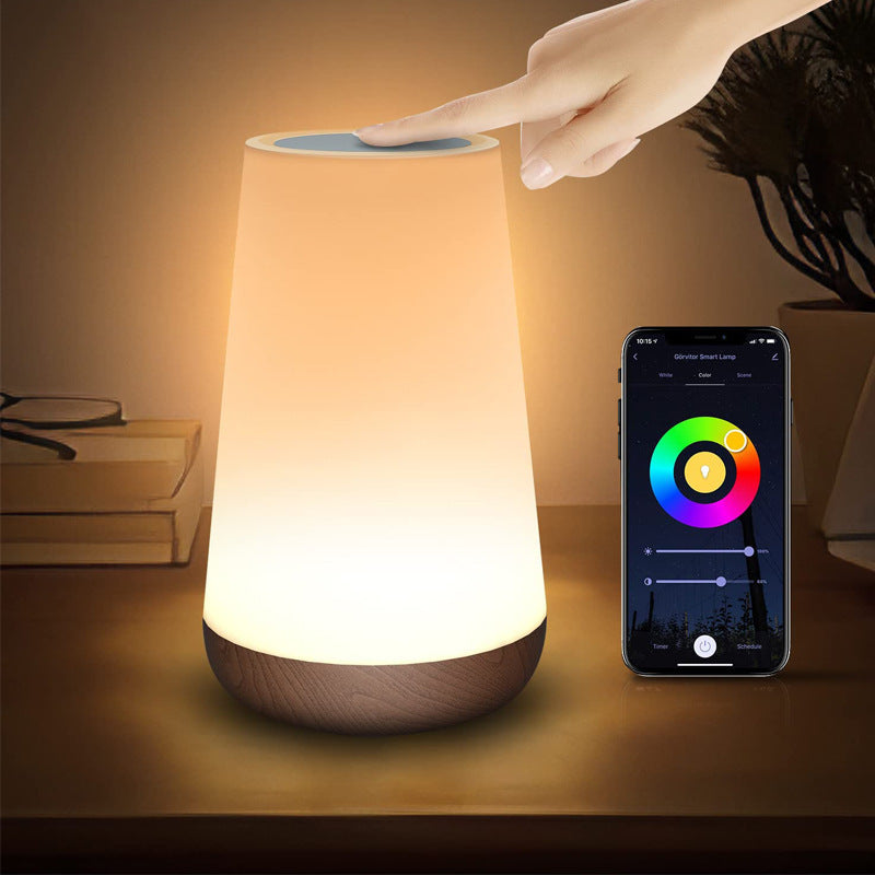 Graffiti APP Wood Grain Touch Small Night Lamp Seven-color Ambience Light