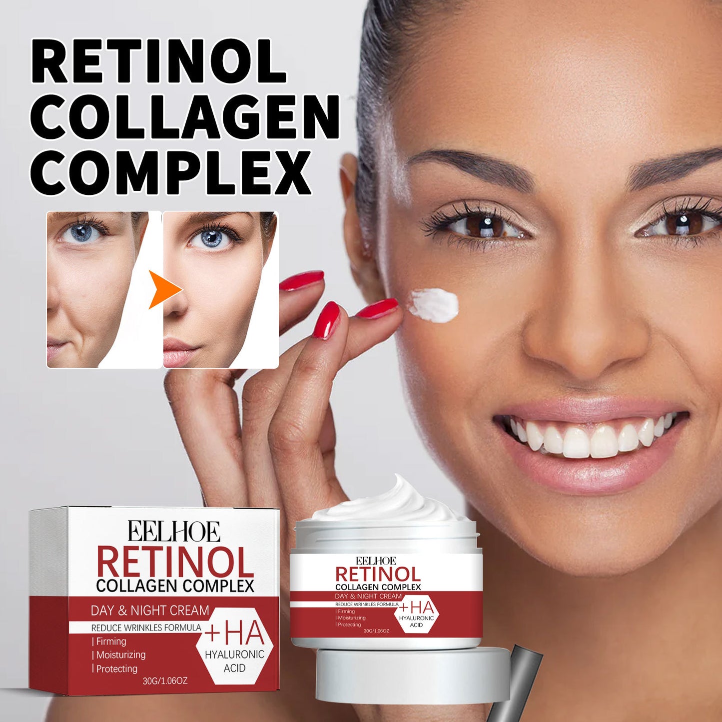 EELHOE Retinol Moisturizing Cream - A Cream That Helps To Reduce Fine Lines, Lift And Firm The Facial Skin, Providing Nourishment And Protection Against Aging