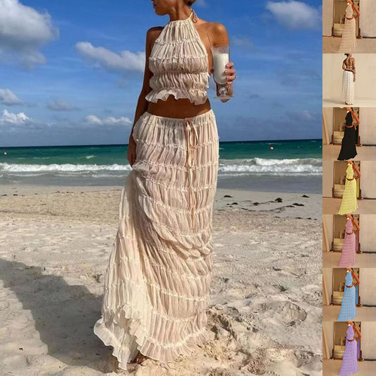 2pcs Women's Dress Suit Sexy Sleeveless Backless