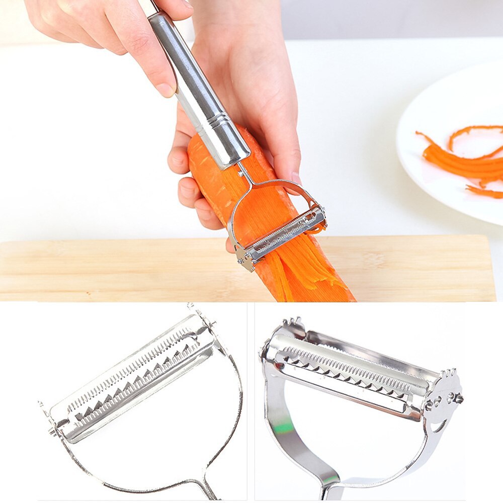 2 in1 Stainless Steel Potato Grater Julienne Peeler Kitchen Accessories Vegetables Peeler Double Planing Grater Kitchen Tools