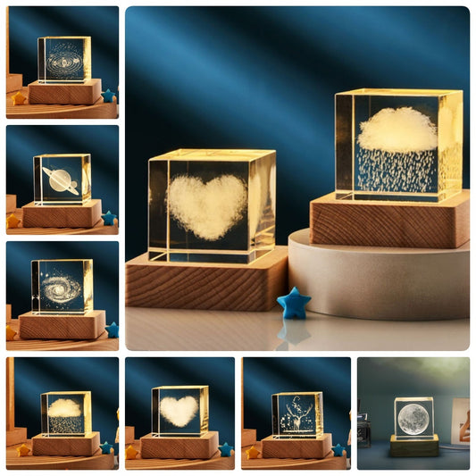 3D Transparent Crystal Cube Desktop Decoration