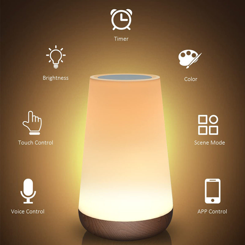 Graffiti APP Wood Grain Touch Small Night Lamp Seven-color Ambience Light