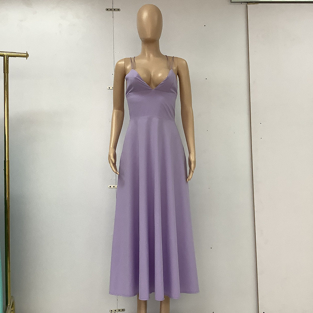 Sexy V-neck Suspender Dress Summer Fashion