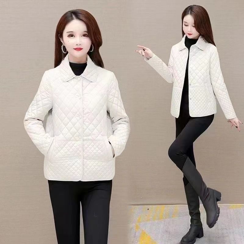 New Small Rhombus Thin Lightweight Short Type Cotton Coat Jacket Women