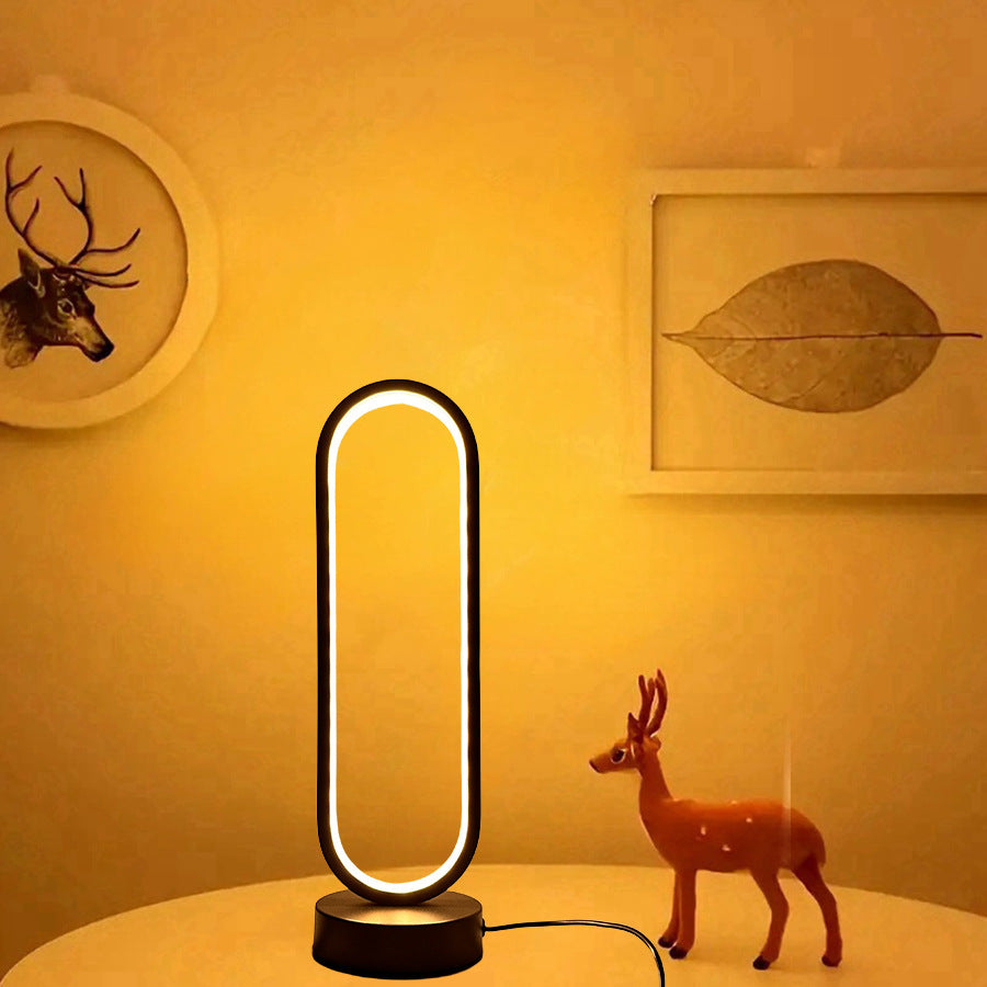 Living Room Black And White USB Ring Dimming LED Small Night Lamp Decoration