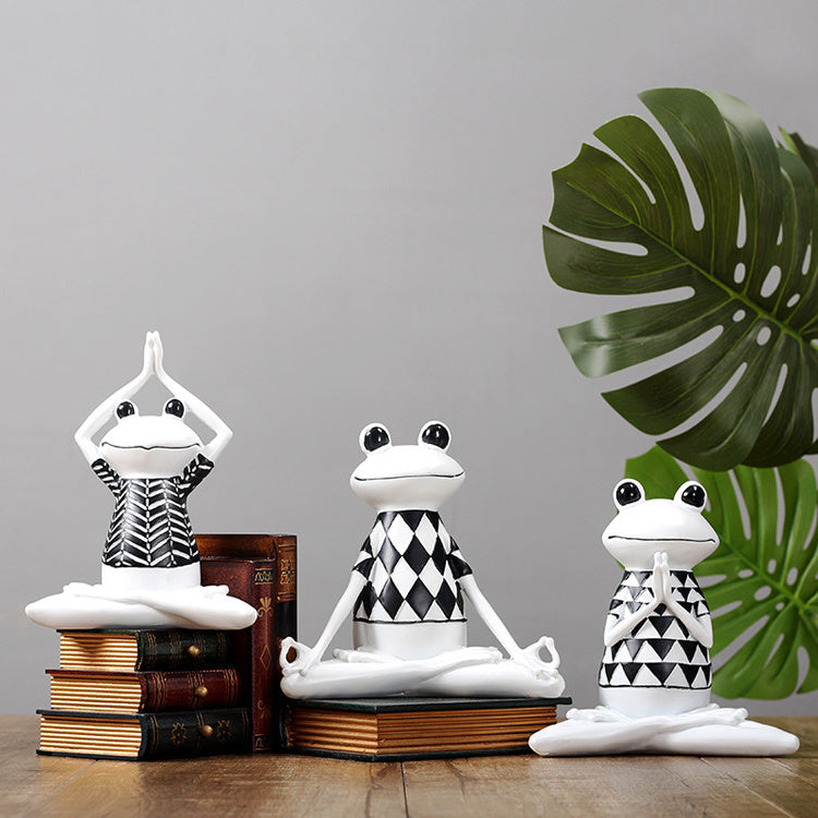 Yoga Frog Figurines Meditation Animal Ornaments Resin Statue