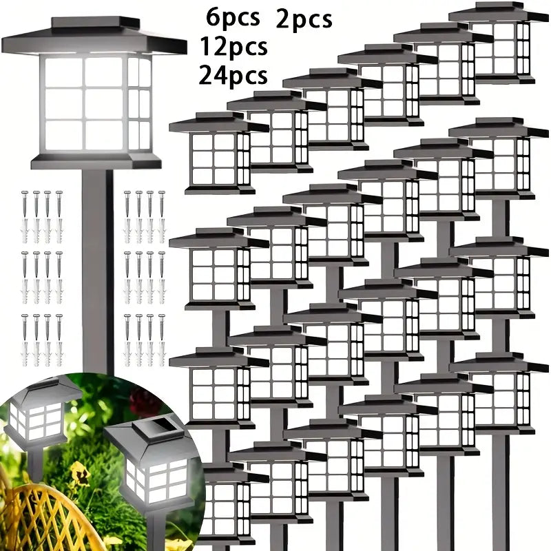 24-Pack Solar Path Lights – 600mA LED Outdoor Landscape Lighting, 10-Hour Long-Lasting Warm Waterproof Garden Lights for Driveways, Yards & Walkways